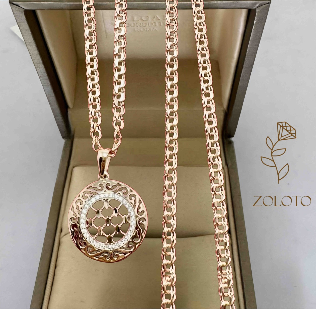 Колье ZOLOTO 7.5/585/55 длина 55 см вес 7.5 г золото, фианит