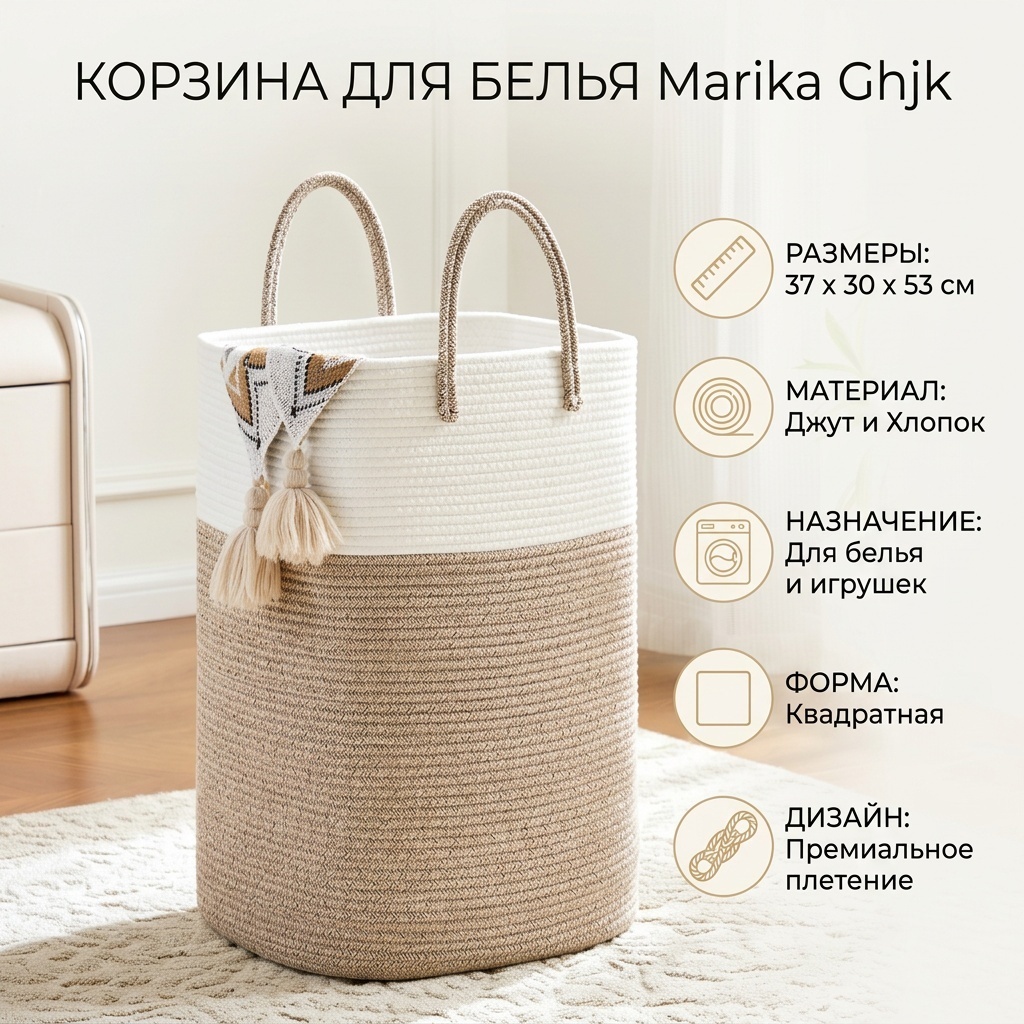 Marika корзина для белья, игрушек 30x37x53 см, джут