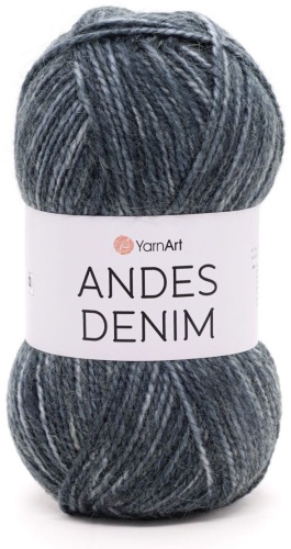 Моток YarnArt Andes denim пряжа с эффектом джинсовой ткани 5102 серый меланж 240 м 150 г