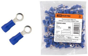 Наконечник TDM ELECTRIC кольцевой НКИ 2.5 кв.мм, 100 шт