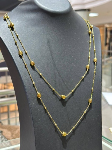 Колье длина 120 см сталь, гематит