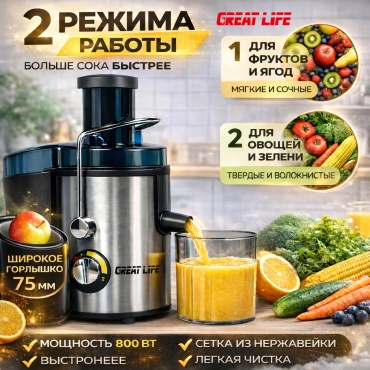 Соковыжималка GREAT LIFE GL-Z04 серебристый