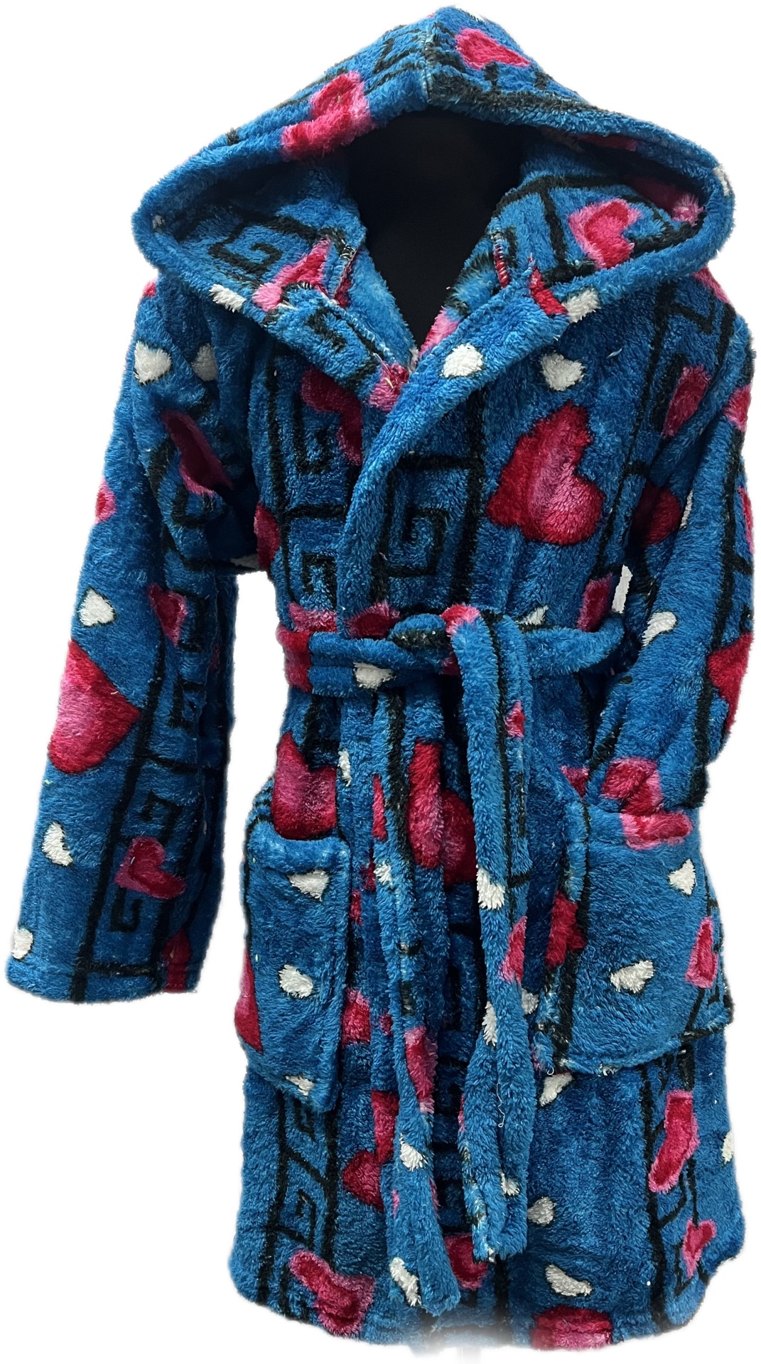 Флисовый халат Ebru голубой, красный