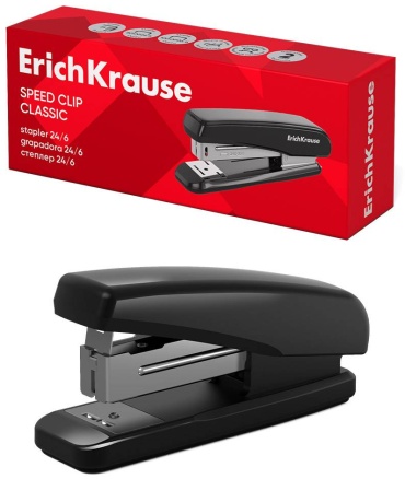 Степлер Erich Krause 2433, размер скобы № 24/6, № 26/6, черный