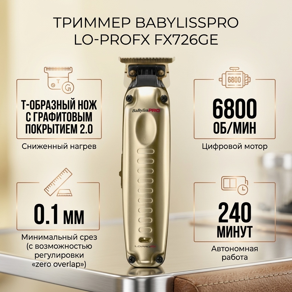 BaBylissPRO триммер FX726GE золотой