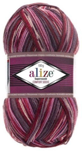 Моток Alize Superwash Comfort 2698 - Бордово-красно-розовый 420 м 100 г