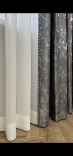Комплект Fiore 1000x300 см 3 шт, вуаль, жаккард, синий, бежевый, золотистый, розовый