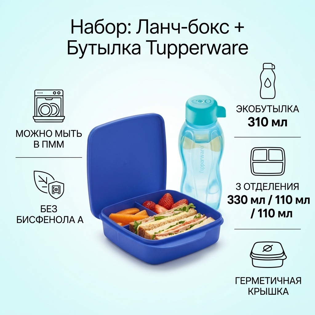 Tupperware ланч-бокс РП 21153 2 шт, полимер