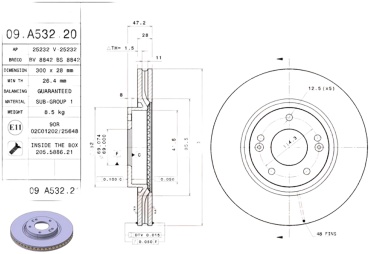 Диски Brembo передние 09 A53220