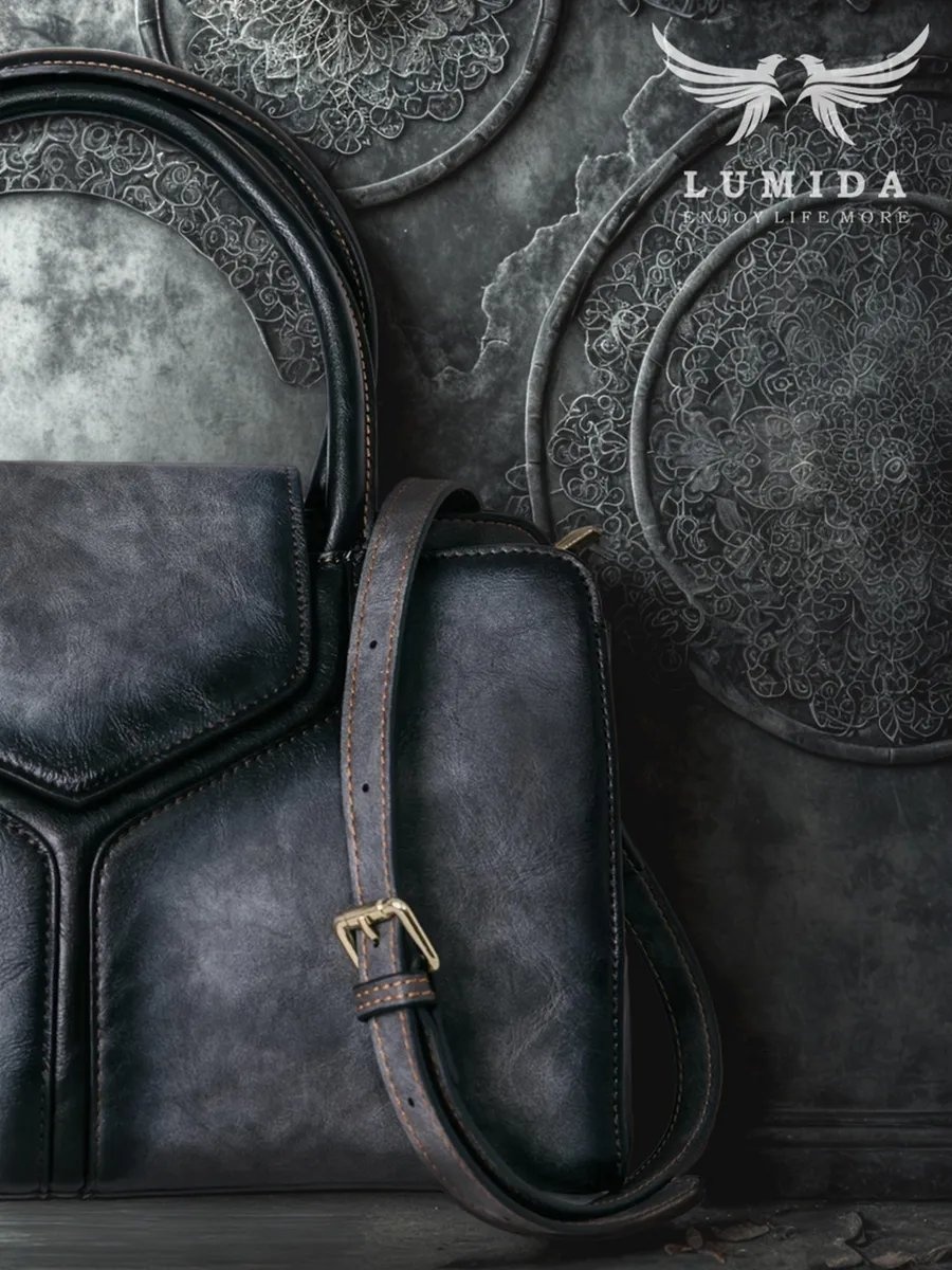 Мини-сумка Lumida натуральная кожа серый