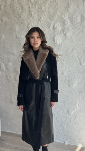 Плащ Idil Leather черный, коричневый