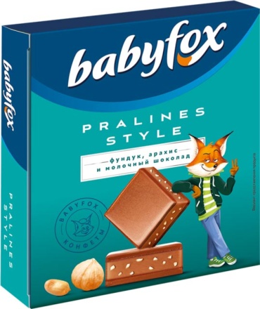 Конфеты шоколадные Babyfox Pralines Style фундук, арахис и молочный шоколад 90 г