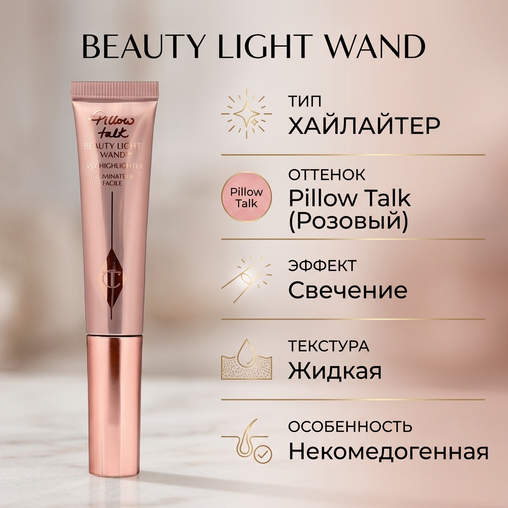 Charlotte Tilbury Beauty Light Wand хайлайтер Pillow talk