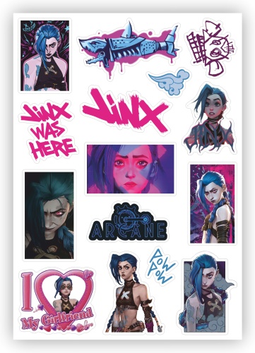 Стикерпак Arcane JINX виниловые наклейки из игры League of Legends