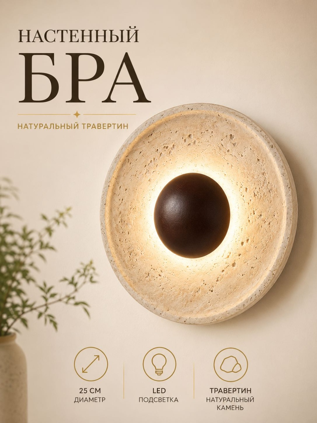 Бра настенный LED, бежевый