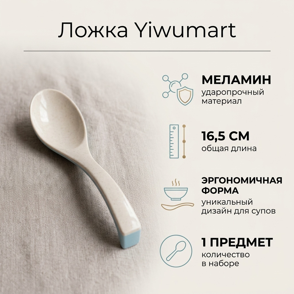 Ложка Yiwumart 1 шт, голубой, бежевый 9305935