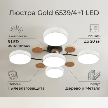 Люстра потолочная Gold LED, кол-во ламп: 5 шт