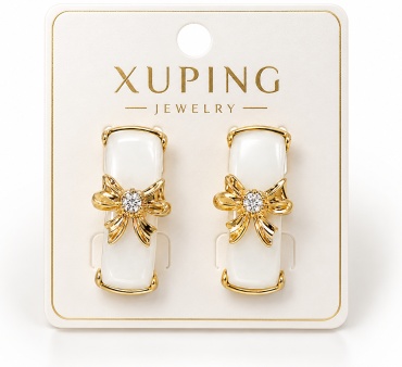 Серьги Xuping медицинское золото, фианит, керамика