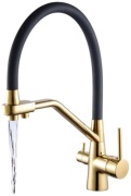 Смеситель для кухни Luxury 6158-4, латунь, цвет золотой, черный