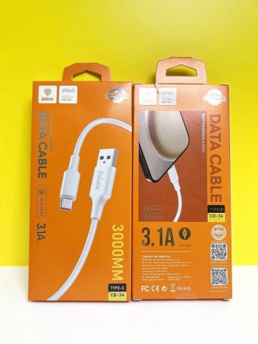 Кабель Inkax USB 3.0 (F), USB TypeC (F), 2 м, Кабель INKAX CB-35 Usb-c Type-c 3.1А  белый