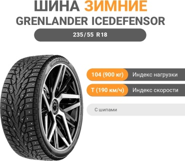 Grenlander ICEDEFENSOR STUD Ⅲ 235/55 R18 104 T с шипами
