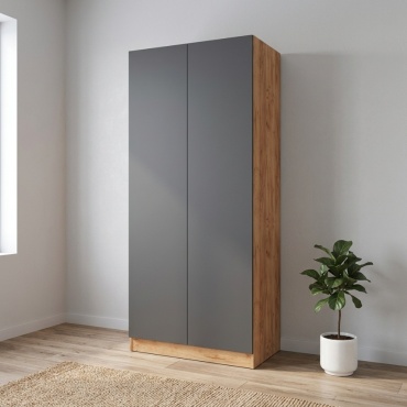 Распашной шкаф ТЭКС Руэлла, 90x220х53 см, графит, светло-коричневый