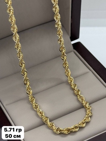 DARI GOLD 8383 длина 50 см, вес 5.71 г золото, плетение веревка