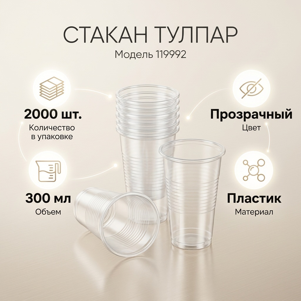 Тулпар стакан 119992 прозрачный 2000 шт