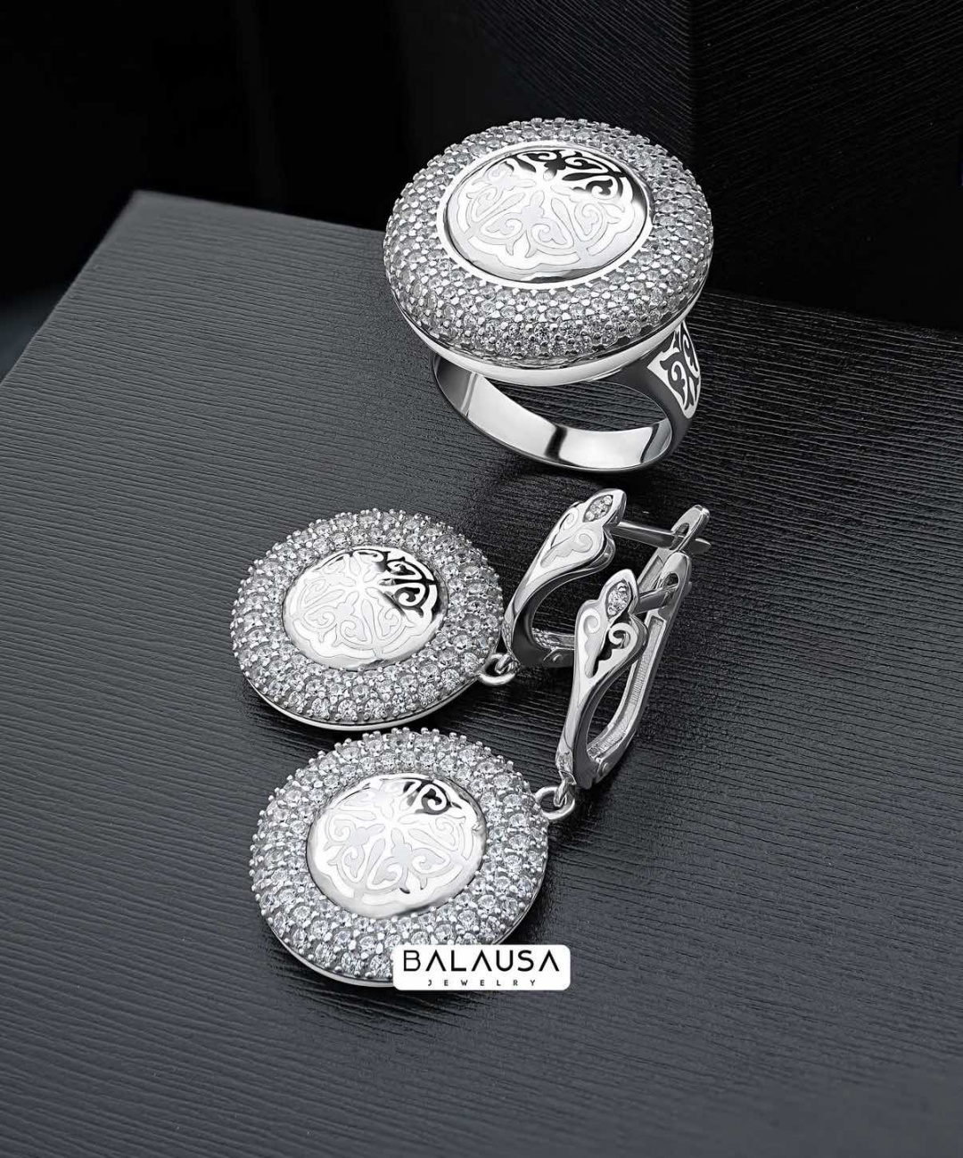 Balausa Jewelry E061(1) вес 20 г серебро, фианит, эмаль