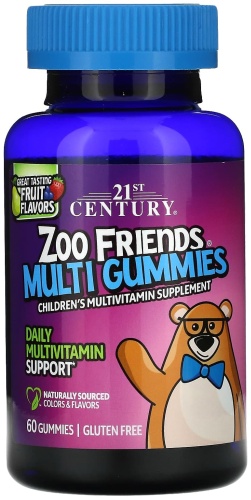 21st Century Zoo Friends Multi Gummies со вкусом фруктов леденцы 60 шт