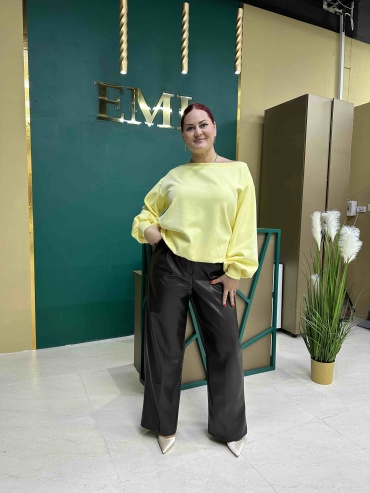 Кожаные брюки FASHION темно-коричневый