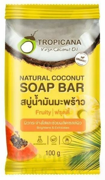 Кусковое мыло туалетное Tropicana Тайское Натуральное Кокосовое 1 шт