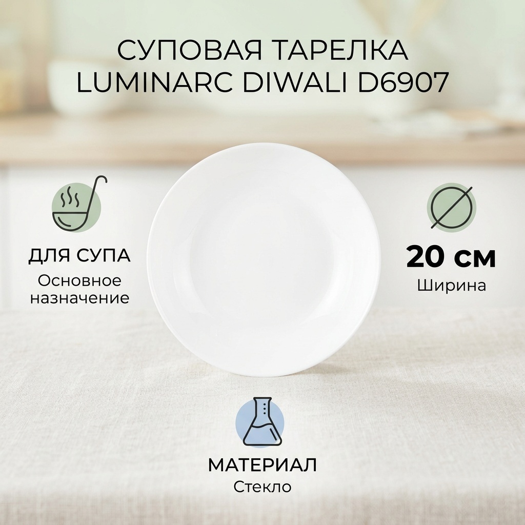 Тарелка Luminarc 20 см, 1 шт, стекло