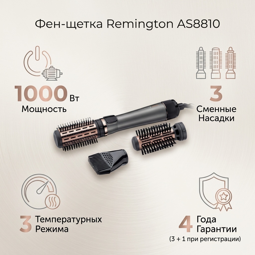 Remington AS8810 фен-щетка серый