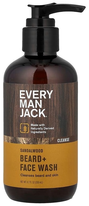 Every Man Jack для умывания для бороды и лица, сандаловое дерево гель для бороды и усов 200 мл