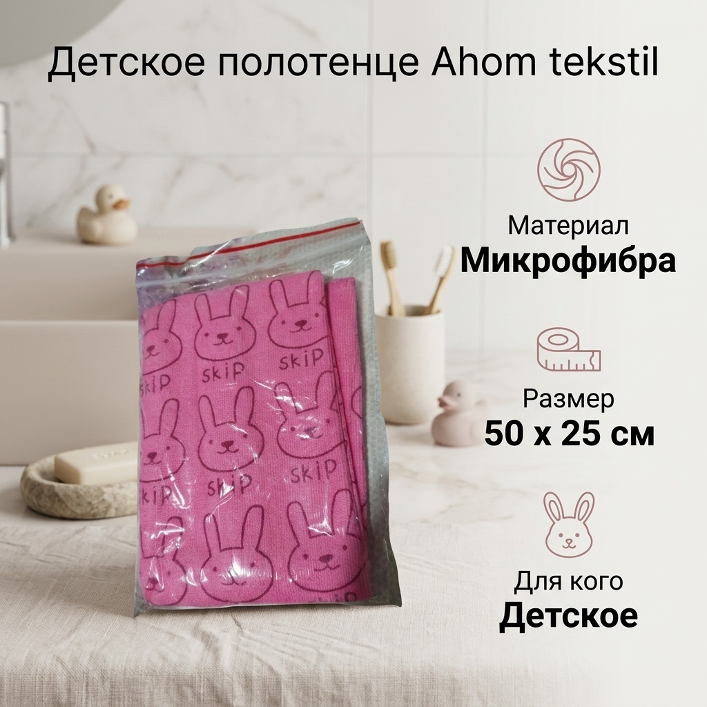 Полотенце 50x25 см, микрофибра, 1 шт,