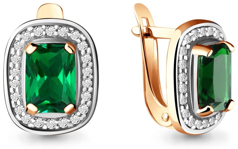 Серьги AQUAMARINE 42902Г вес 2.73 г серебро, наноизумруд