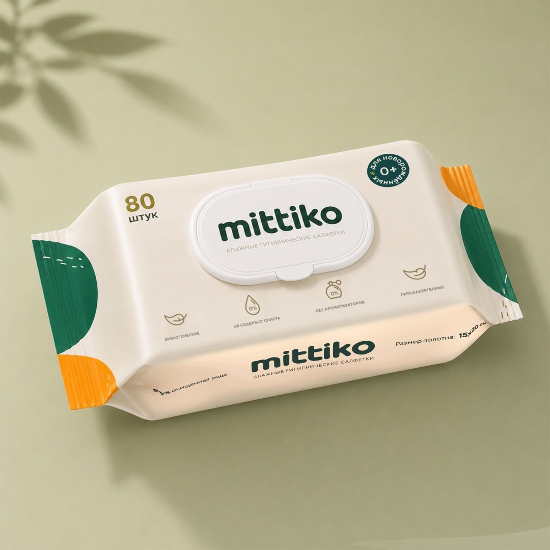 Влажные салфетки Mittiko Гипоаллергенные 80 шт