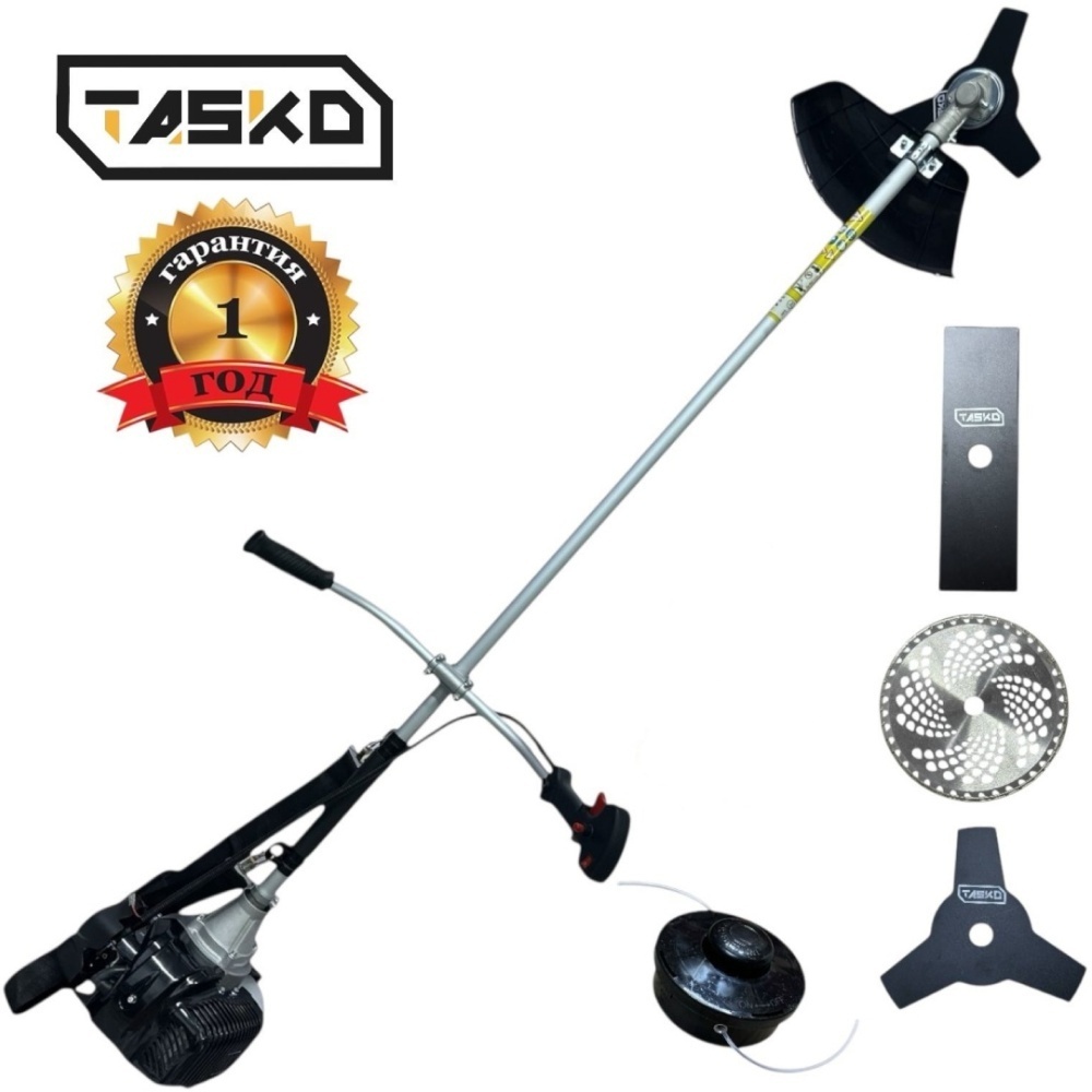 Триммер бензиновый Tasko TS52BIG-FULL, леска и нож