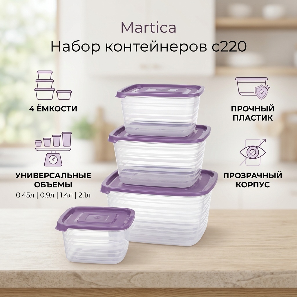 Martica набор контейнеров с220 4 шт, пластик