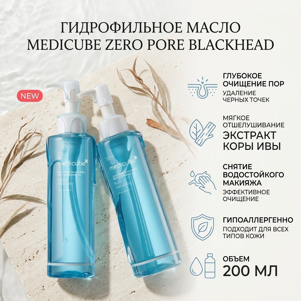 Medicube Zero Pore Blackhead Deep Cleansing Oil гидрофильное масло 200 мл