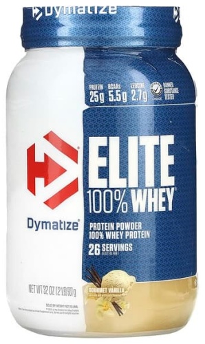 Dymatize Elite 100%, сывороточный протеин в порошке ваниль 907 г