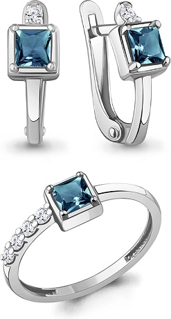 AQUAMARINE evve-65028805 вес 3.5 г серебро, фианит, лондон топаз