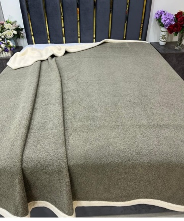 Плед Home Textile Тедди 200х220 см, велюр, плюш, хаки