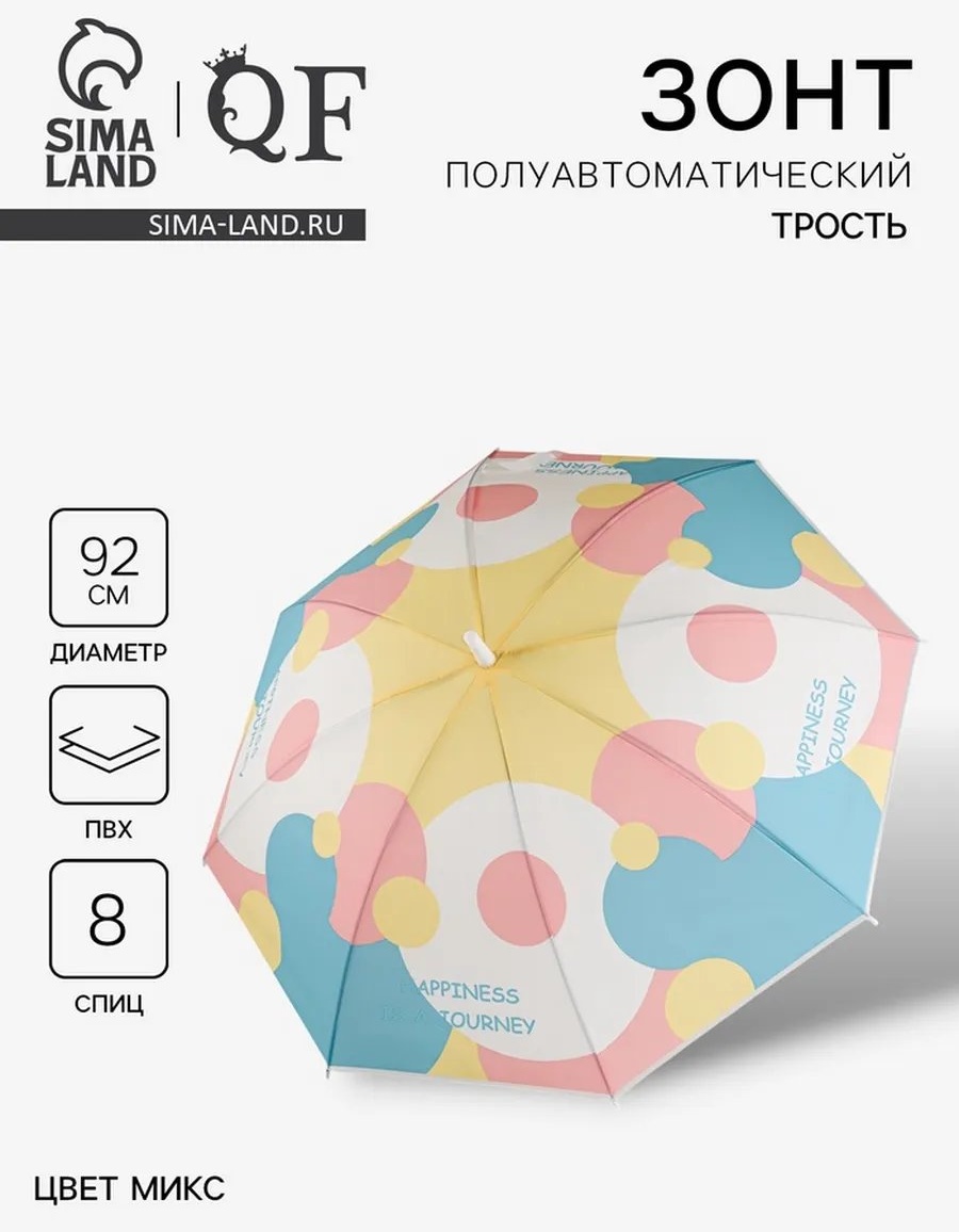 Зонт-трость полуавтомат черный