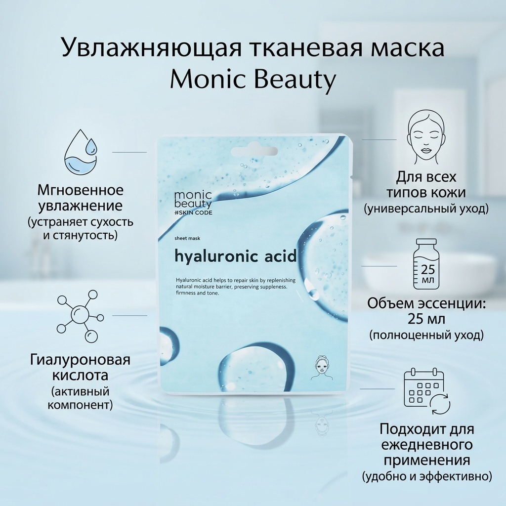 Маска для лица Monic beauty тканевая Sheet mask 1 шт
