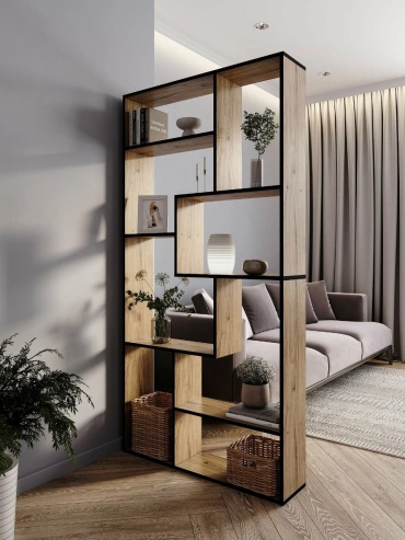 Стеллаж напольный Aiba Mebel Добрый – 4, 90x21x180 см, бежевый