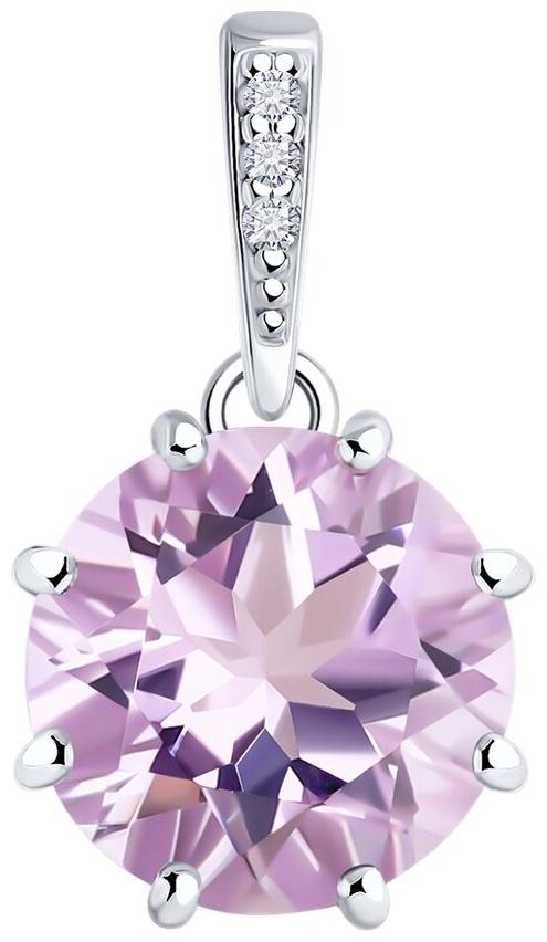 Подвеска Diamant родирование 925 вес 1.11 г серебро, аметист