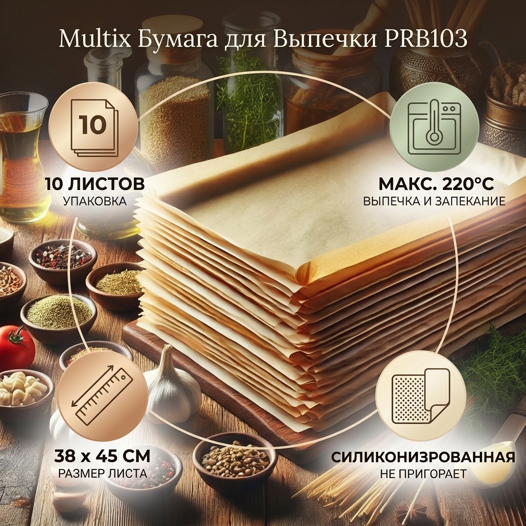 Multix бумага для выпечки PRB103 для выпечки, для запекания, универсальное
