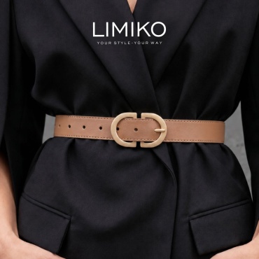 Ремень LIMIKO металл, экокожа 105 см бежевый